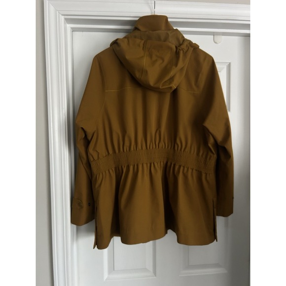Athleta Rainout Sutro Trench Coat Women's Size X Large Brass Yellow Hooded - Picture 9 of 12